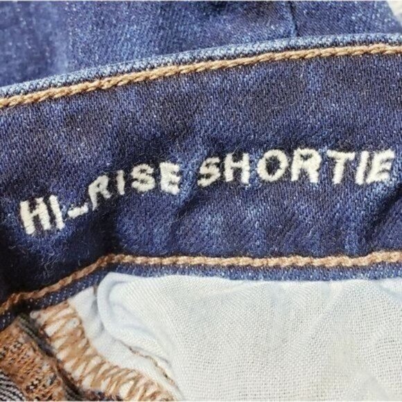 American Eagle Dark Wash High Rise Shortie Shorts Distressed High Waisted Dark 0 - Picture 8 of 10